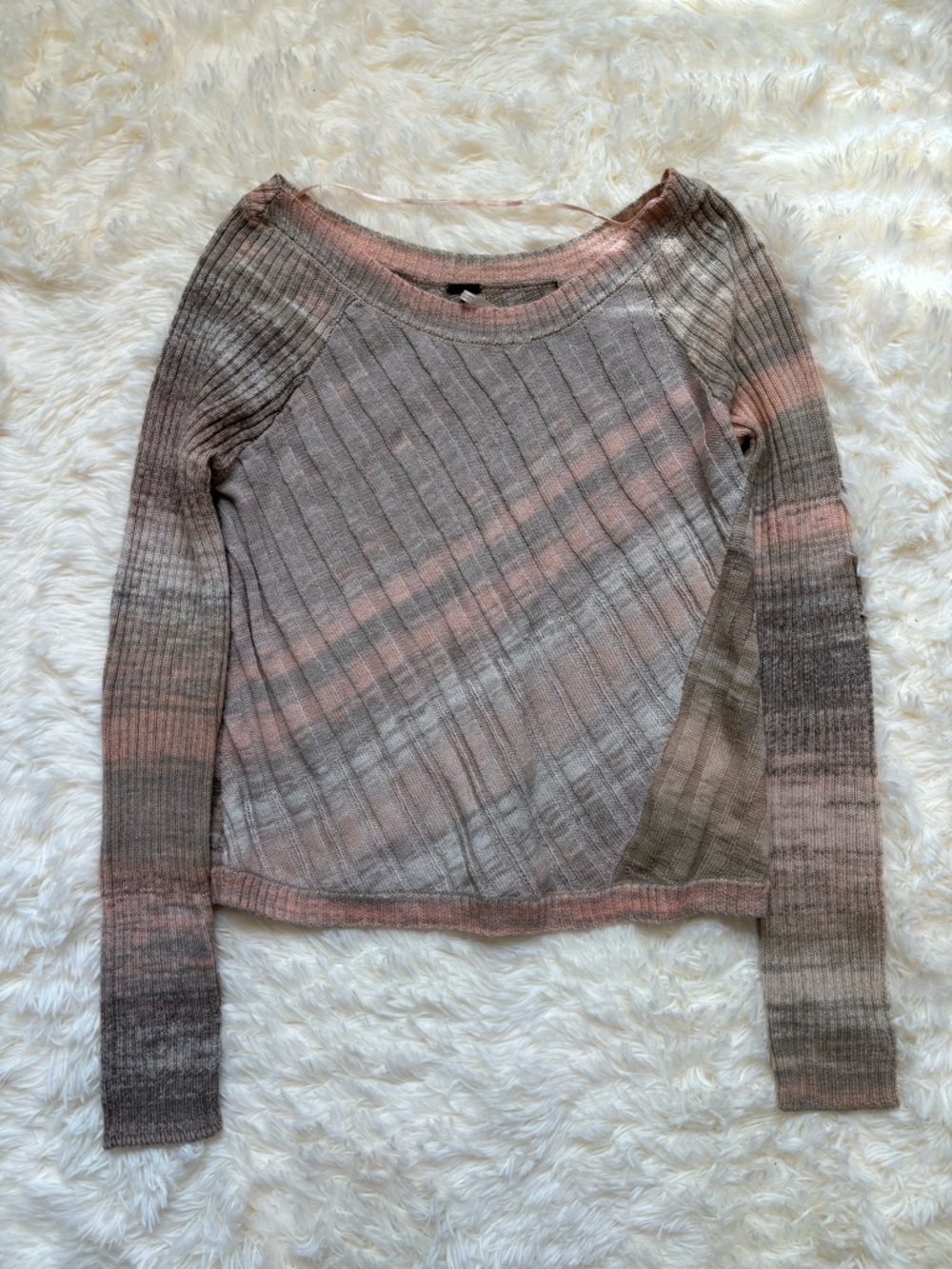 Free People Ribbed Space Dye Knit Sweater Women’s S Pink Gray